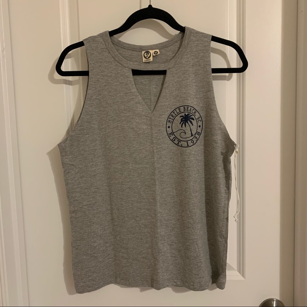 NWOT Lagaci Myrtle Beach Gray Tank Top, M